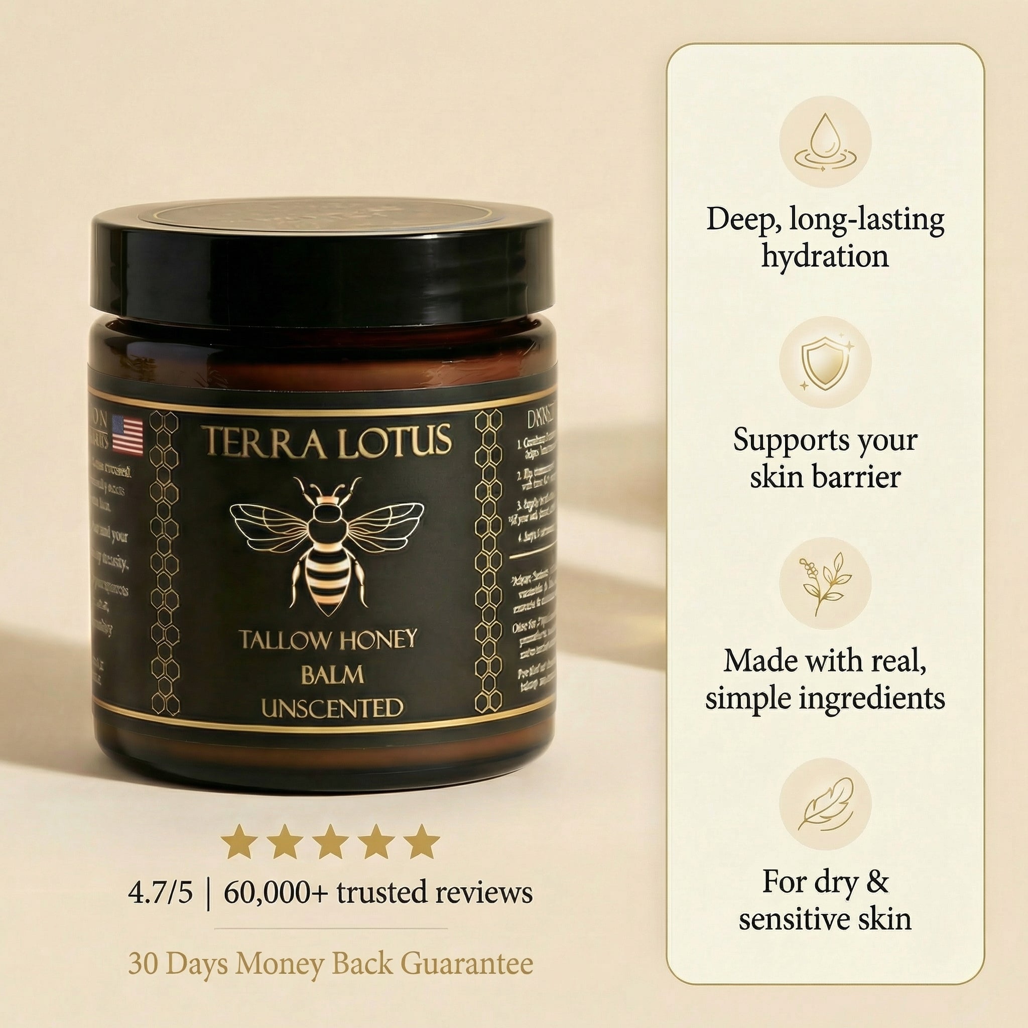 Organic Tallow Honey Balm jar